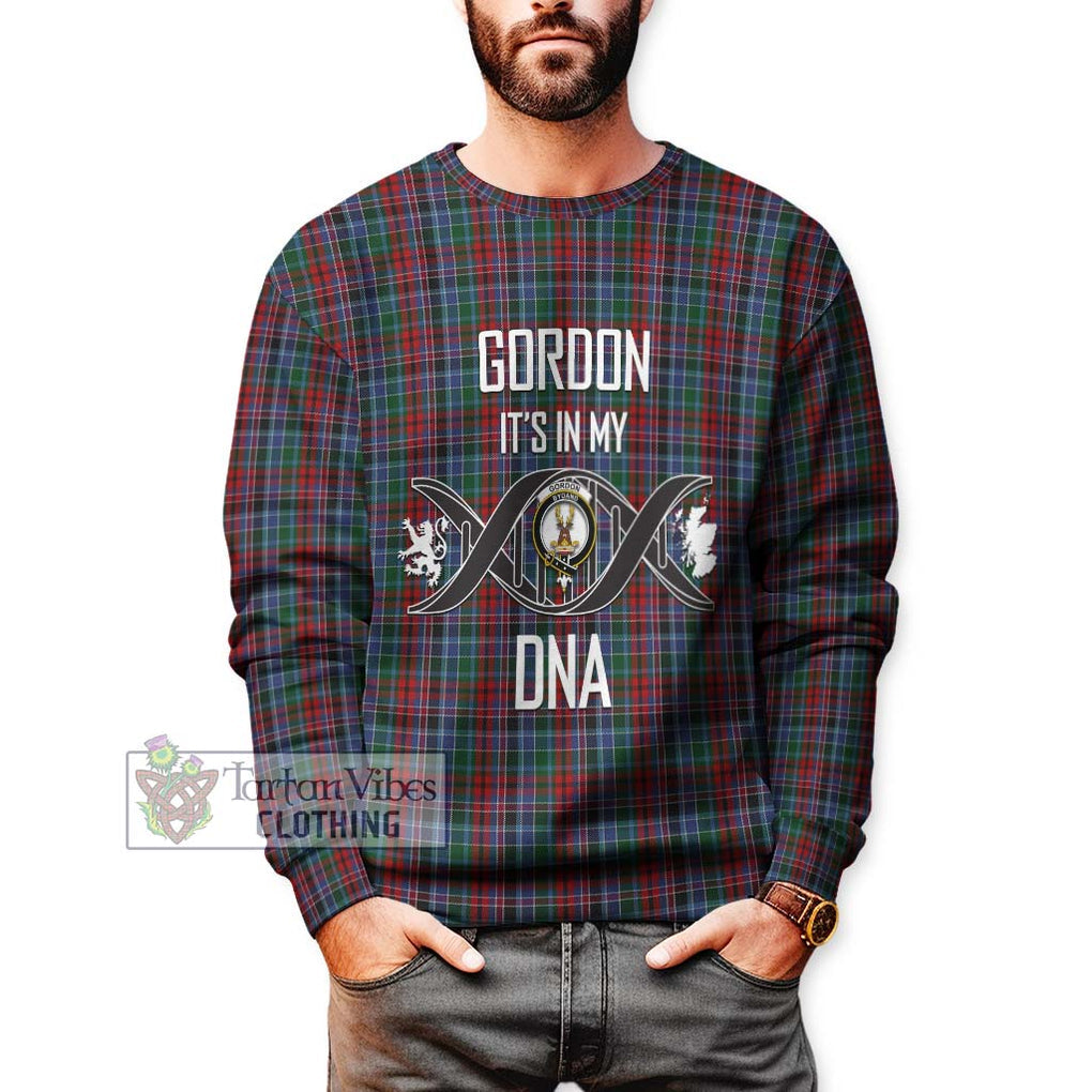 Gordon Red Tartan Sweatshirt with Family Crest DNA In Me Style Unisex - Tartanvibesclothing Shop