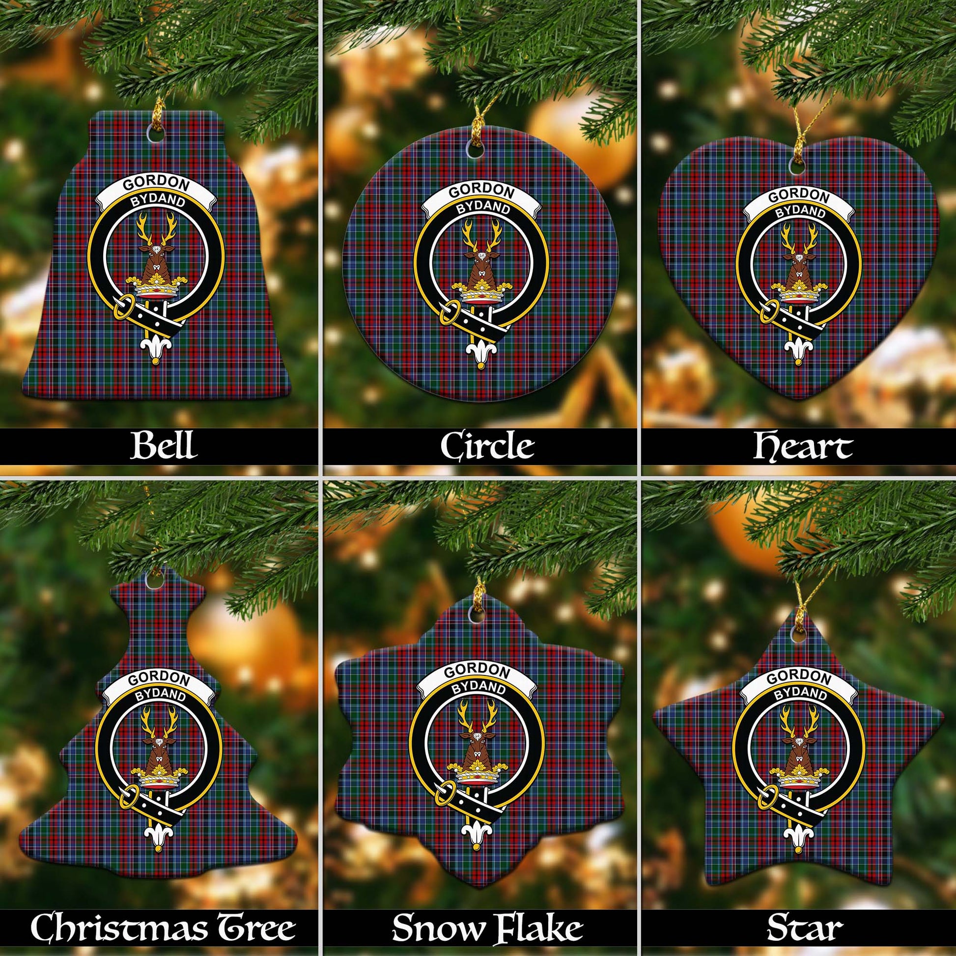 Gordon Red Tartan Christmas Ornaments with Family Crest - Tartanvibesclothing