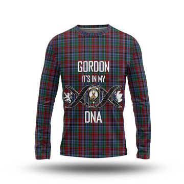 Gordon Red Tartan Long Sleeve T-Shirt with Family Crest DNA In Me Style