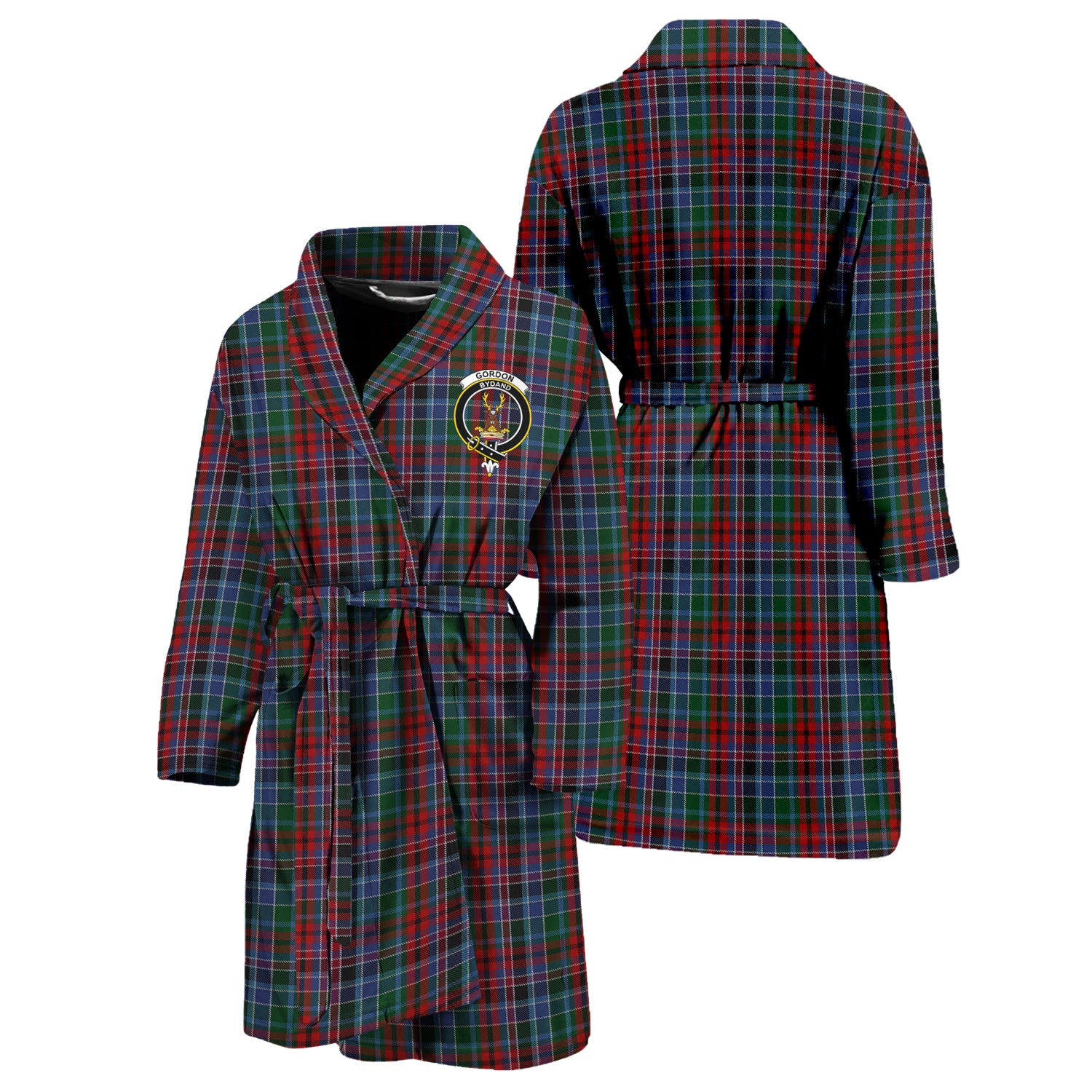 Gordon Red Tartan Bathrobe with Family Crest Unisex S - Tartan Vibes Clothing