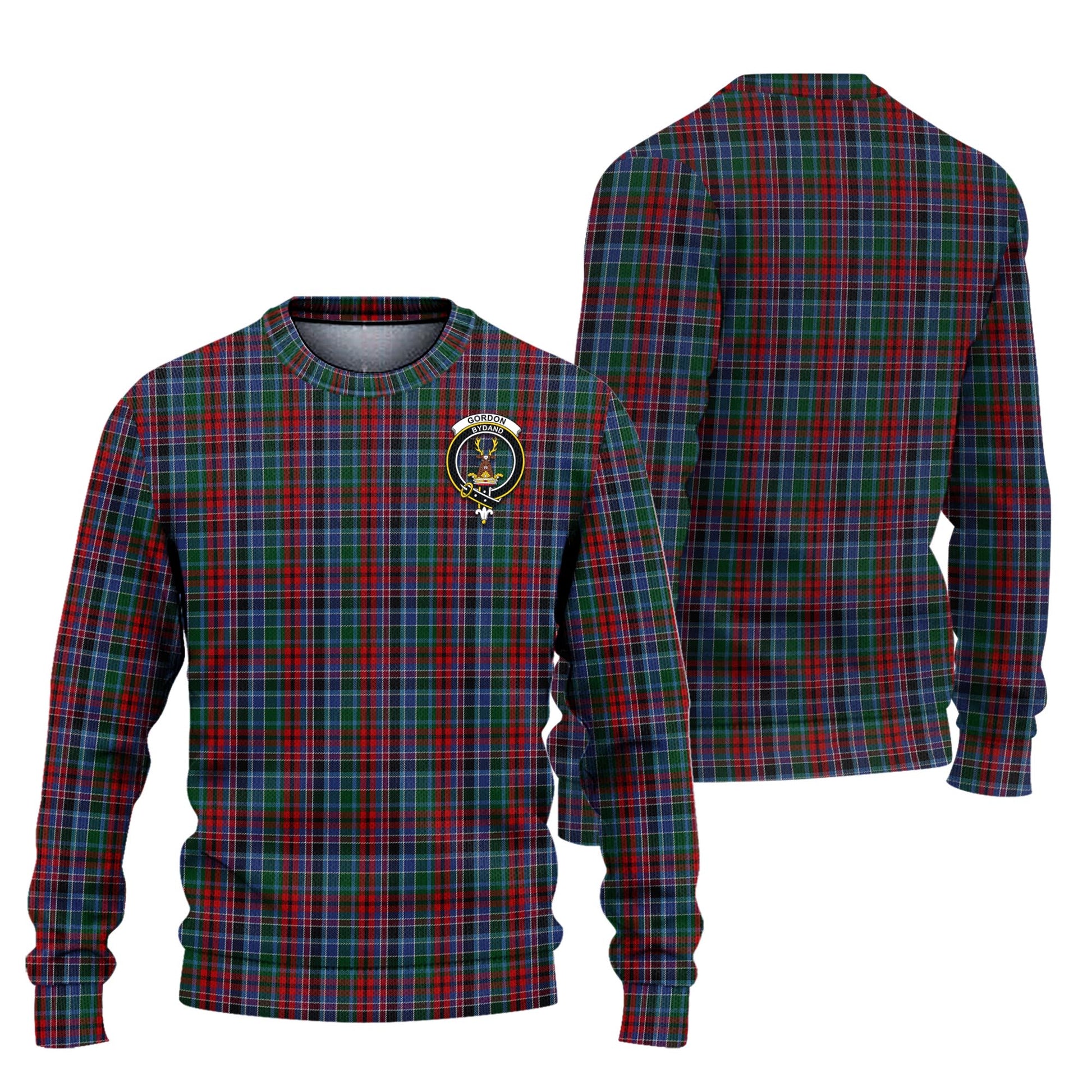 Gordon Red Tartan Knitted Sweater with Family Crest Unisex - Tartanvibesclothing