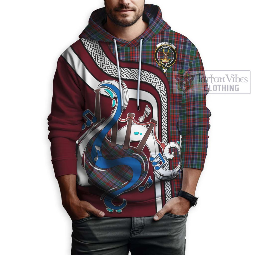 Gordon Red Tartan Hoodie with Epic Bagpipe Style Zip Hoodie - Tartanvibesclothing Shop