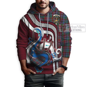 Gordon Red Tartan Hoodie with Epic Bagpipe Style