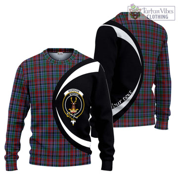 Gordon Red Tartan Ugly Sweater with Family Crest Circle Style