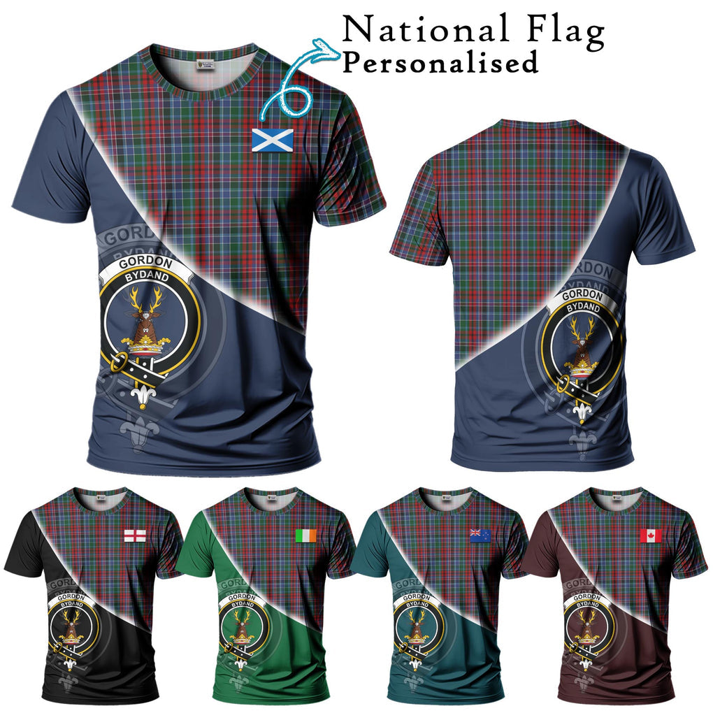 Gordon Red Tartan T-Shirt with Personalised National Flag and Family Crest Half Style Kid's Shirt - Tartanvibesclothing Shop