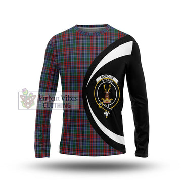 Gordon Red Tartan Long Sleeve T-Shirt with Family Crest Circle Style