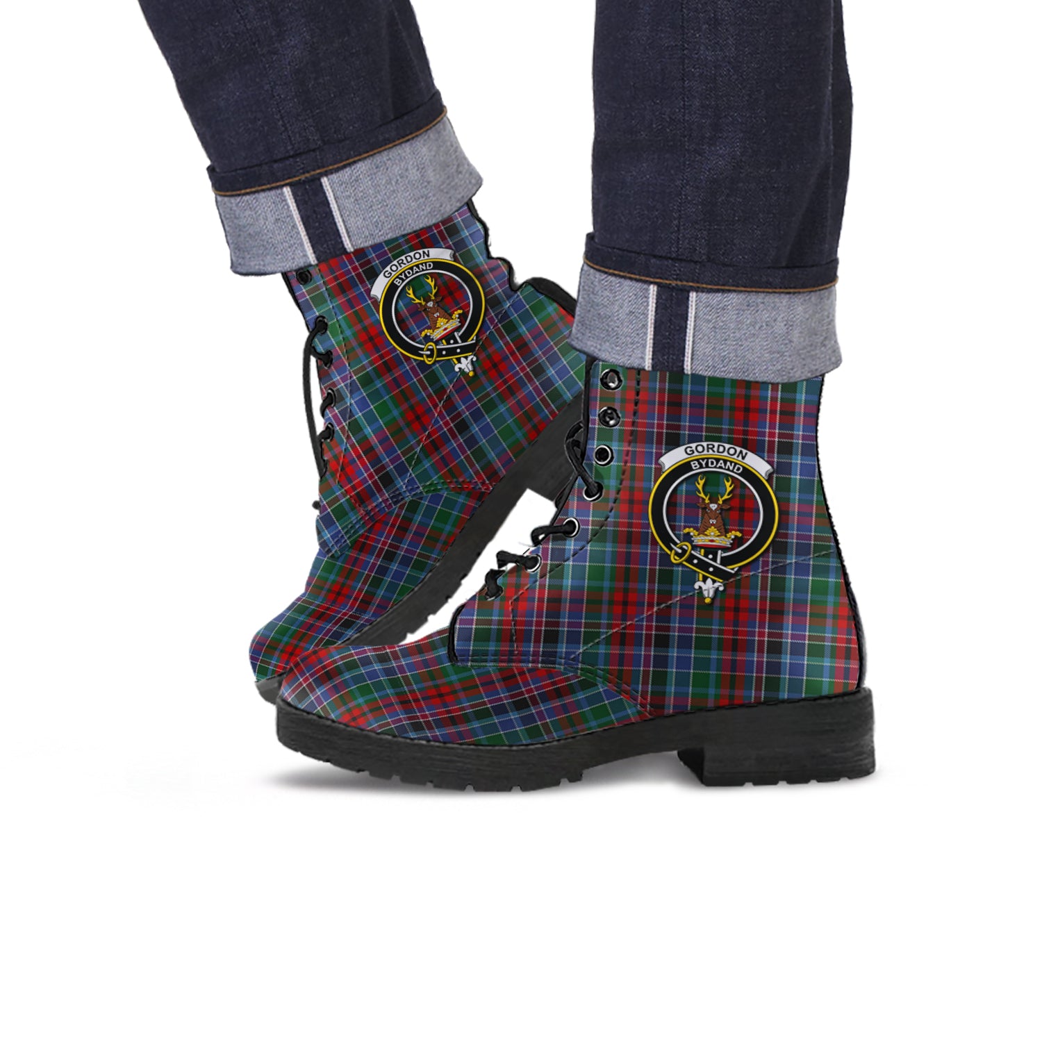 gordon-red-tartan-leather-boots-with-family-crest