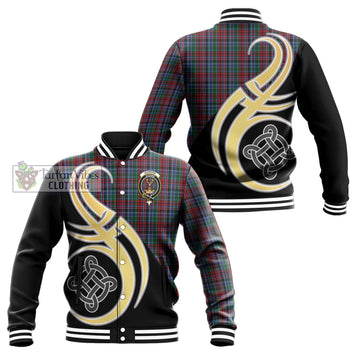 Gordon Red Tartan Baseball Jacket with Family Crest and Celtic Symbol Style