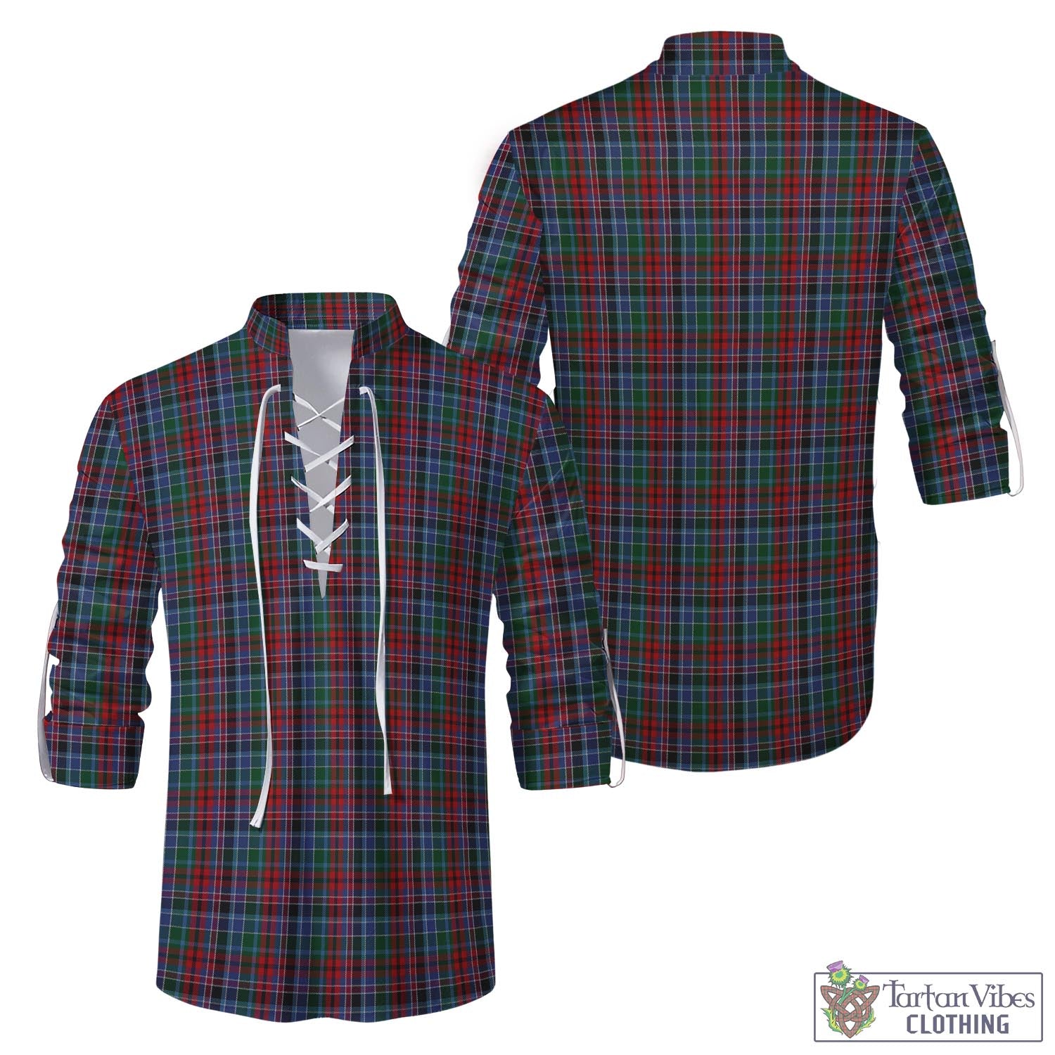 Tartan Vibes Clothing Gordon Red Tartan Men's Scottish Traditional Jacobite Ghillie Kilt Shirt