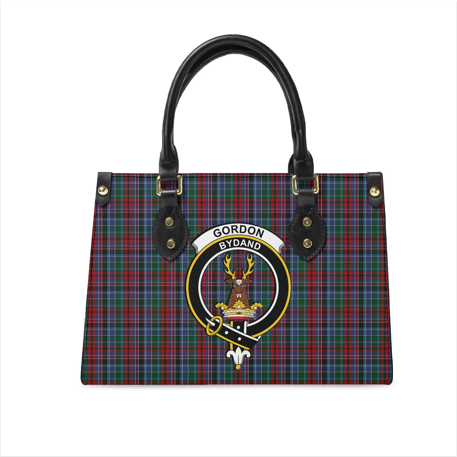 gordon-red-tartan-leather-bag-with-family-crest