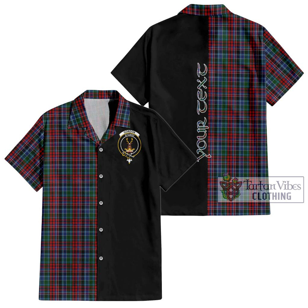 Gordon Red Tartan Short Sleeve Button Shirt with Family Crest and Half Of Me Style Kid - Tartanvibesclothing Shop