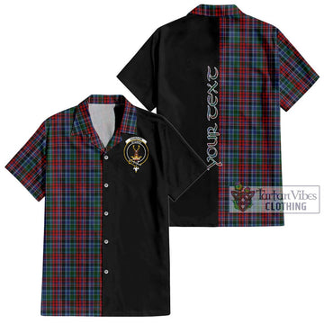 Gordon Red Tartan Short Sleeve Button Shirt with Family Crest and Half Of Me Style