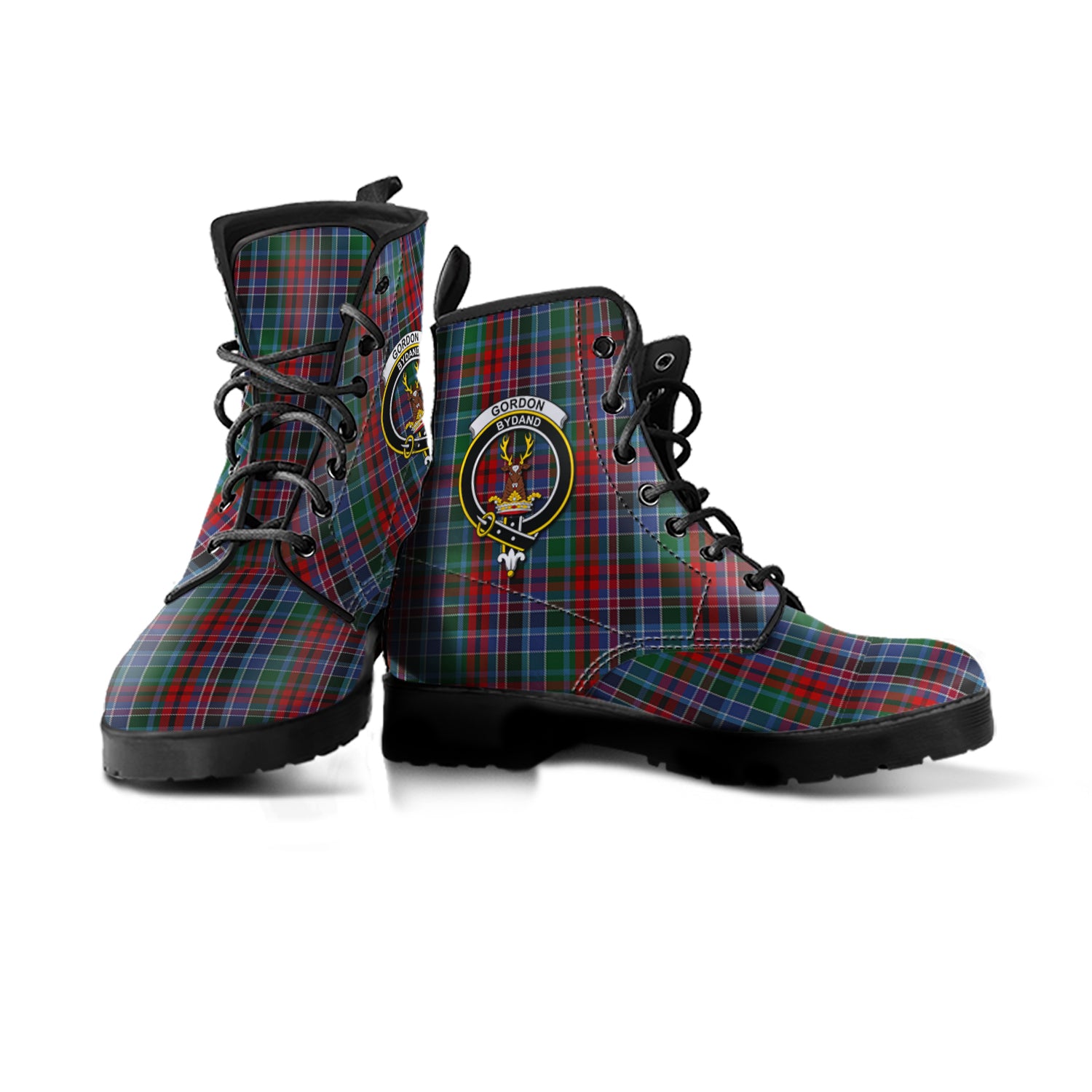 gordon-red-tartan-leather-boots-with-family-crest