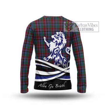 Gordon Red Tartan Long Sleeve T-Shirt with Alba Gu Brath Regal Lion Emblem