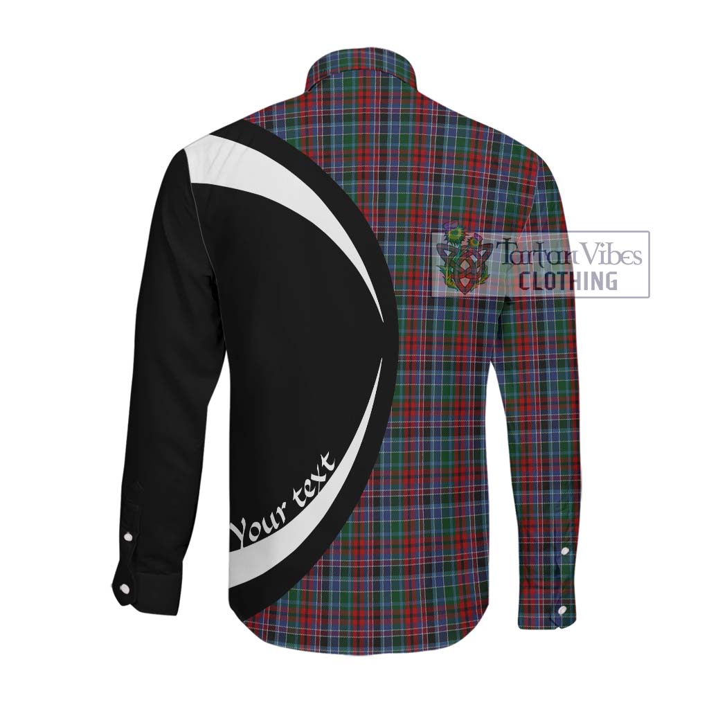 Gordon Red Tartan Long Sleeve Button Up with Family Crest Circle Style Men's Shirt - Tartan Vibes Clothing