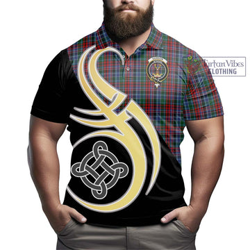 Gordon Red Tartan Polo Shirt with Family Crest and Celtic Symbol Style