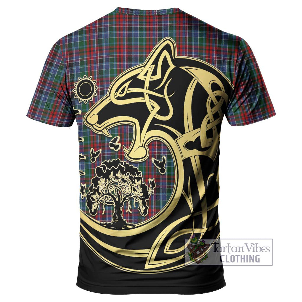 Gordon Red Tartan T-Shirt with Family Crest Celtic Wolf Style - Tartan Vibes Clothing