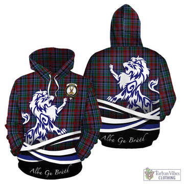 Gordon Red Tartan Hoodie with Alba Gu Brath Regal Lion Emblem