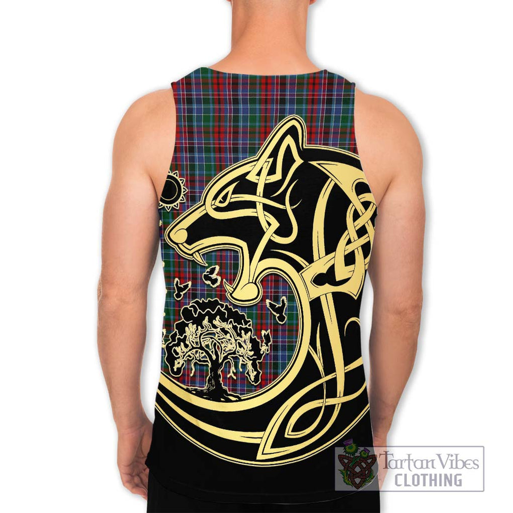 Gordon Red Tartan Men's Tank Top with Family Crest Celtic Wolf Style - Tartan Vibes Clothing