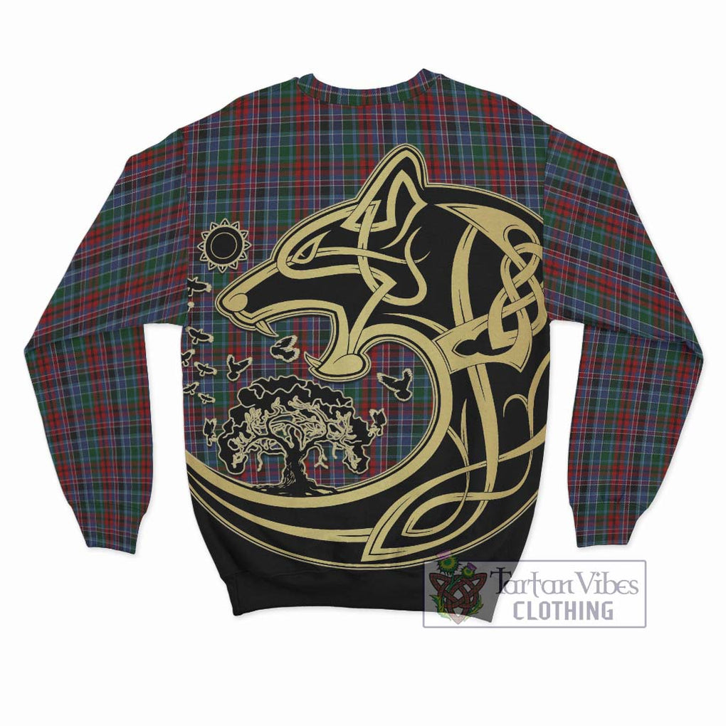 Gordon Red Tartan Sweatshirt with Family Crest Celtic Wolf Style - Tartan Vibes Clothing