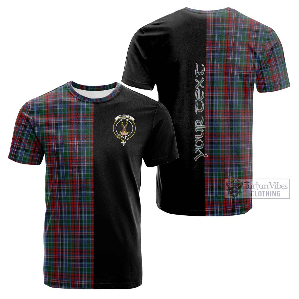 Tartan Vibes Clothing Gordon Red Tartan Cotton T-shirt with Family Crest and Half Of Me Style