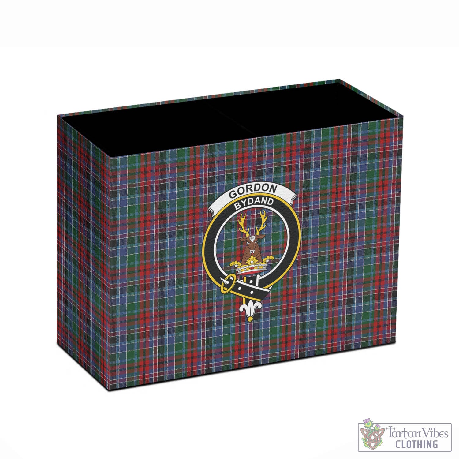 Tartan Vibes Clothing Gordon Red Tartan Pen Holder with Family Crest