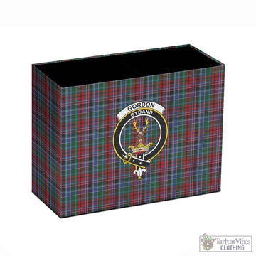 Gordon Red Tartan Pen Holder with Family Crest