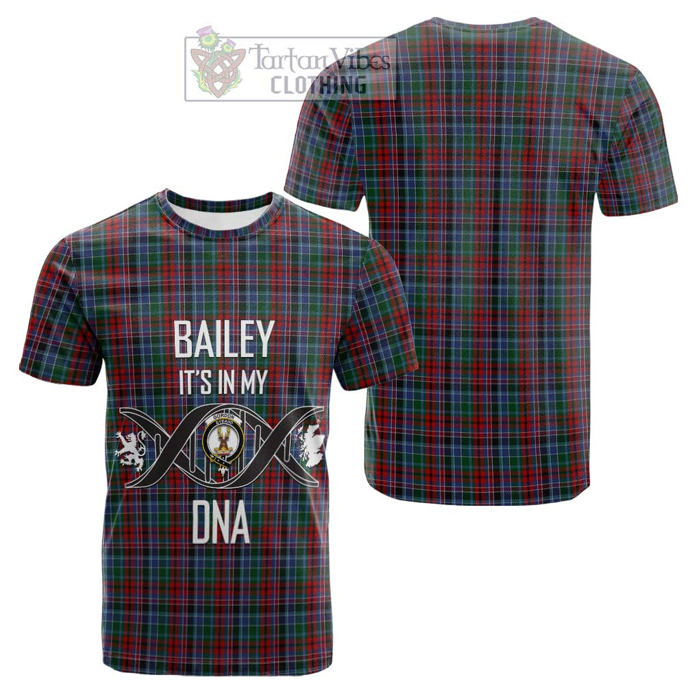 Tartan Vibes Clothing Gordon Red Tartan Cotton T-shirt with Family Crest DNA In Me Style