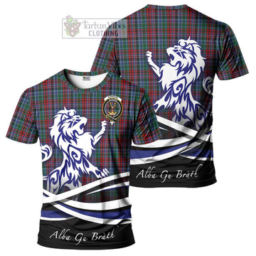 Gordon Red Tartan Cotton T-shirt with Alba Gu Brath Regal Lion Emblem