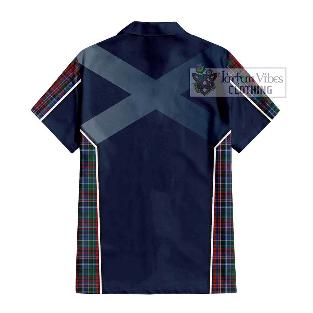 Gordon Red Tartan Short Sleeve Button Shirt with Family Crest and Lion Rampant Vibes Sport Style - Tartan Vibes Clothing