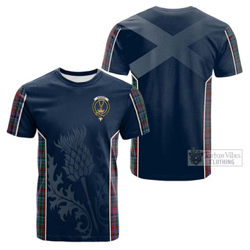 Gordon Red Tartan Cotton T-shirt with Family Crest and Scottish Thistle Vibes Sport Style