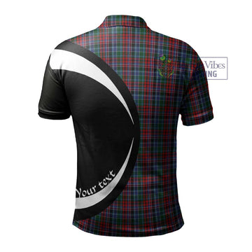 Gordon Red Tartan Men's Polo Shirt with Family Crest Circle Style