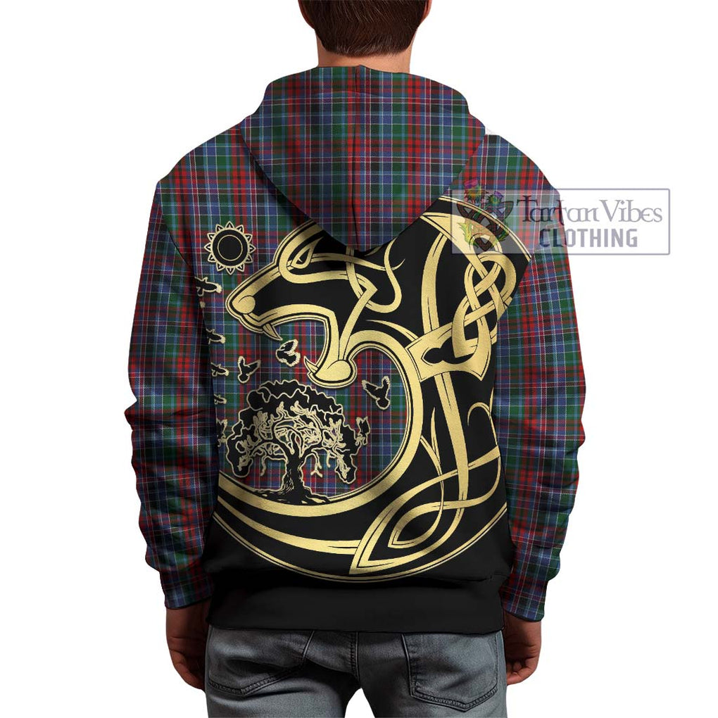 Gordon Red Tartan Hoodie with Family Crest Celtic Wolf Style - Tartan Vibes Clothing