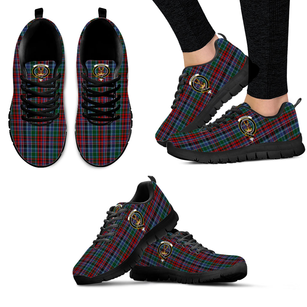 Gordon Red Tartan Sneakers with Family Crest - Tartan Vibes Clothing