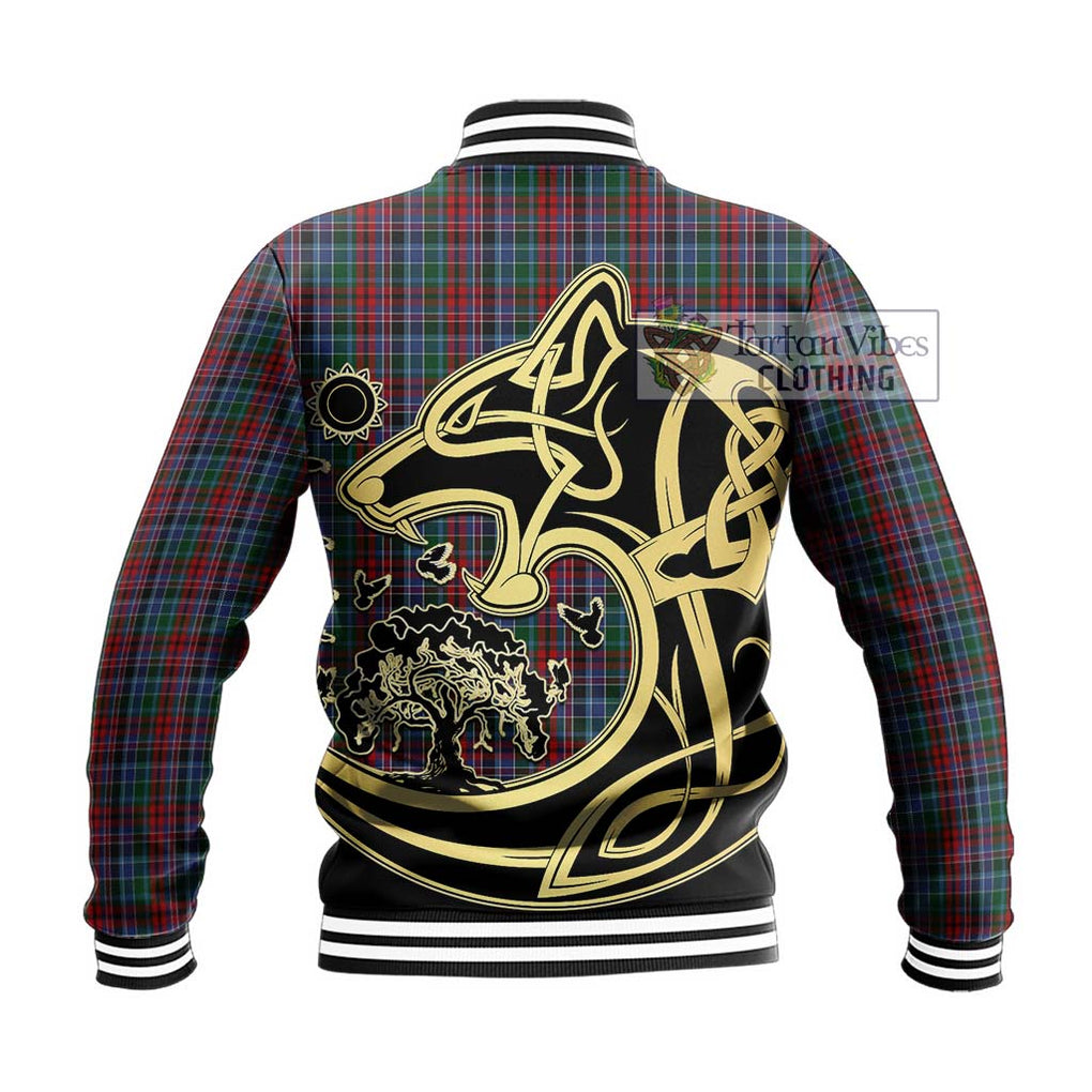 Gordon Red Tartan Baseball Jacket with Family Crest Celtic Wolf Style - Tartan Vibes Clothing