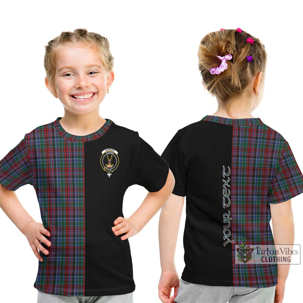 Gordon Red Tartan Kid T-Shirt with Family Crest and Half Of Me Style - Tartanvibesclothing Shop