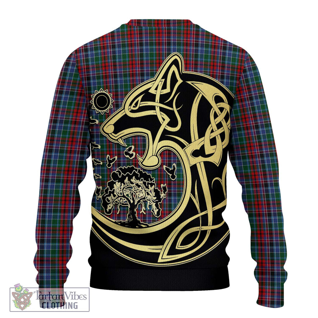 Gordon Red Tartan Knitted Sweater with Family Crest Celtic Wolf Style - Tartan Vibes Clothing