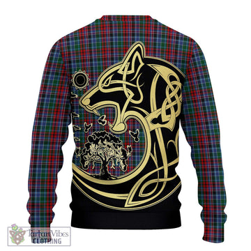 Gordon Red Tartan Ugly Sweater with Family Crest Celtic Wolf Style