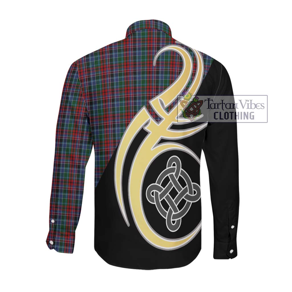 Gordon Red Tartan Long Sleeve Button Shirt with Family Crest and Celtic Symbol Style Men's Shirt - Tartan Vibes Clothing