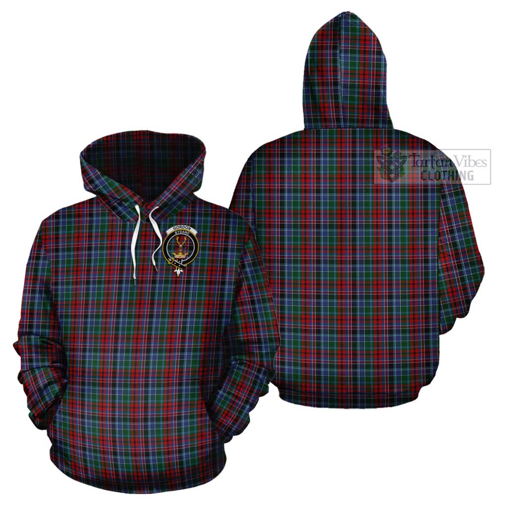 Tartan Vibes Clothing Gordon Red Tartan Cotton Hoodie with Family Crest