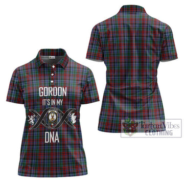 Gordon Red Tartan Women's Polo Shirt with Family Crest DNA In Me Style