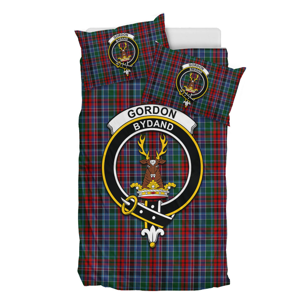 Gordon Red Tartan Bedding Set with Family Crest - Tartan Vibes Clothing