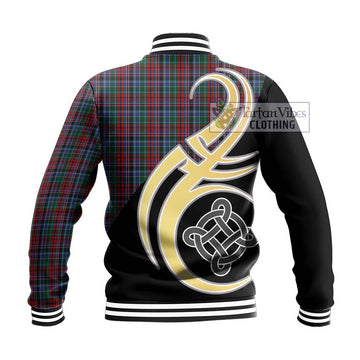 Gordon Red Tartan Baseball Jacket with Family Crest and Celtic Symbol Style