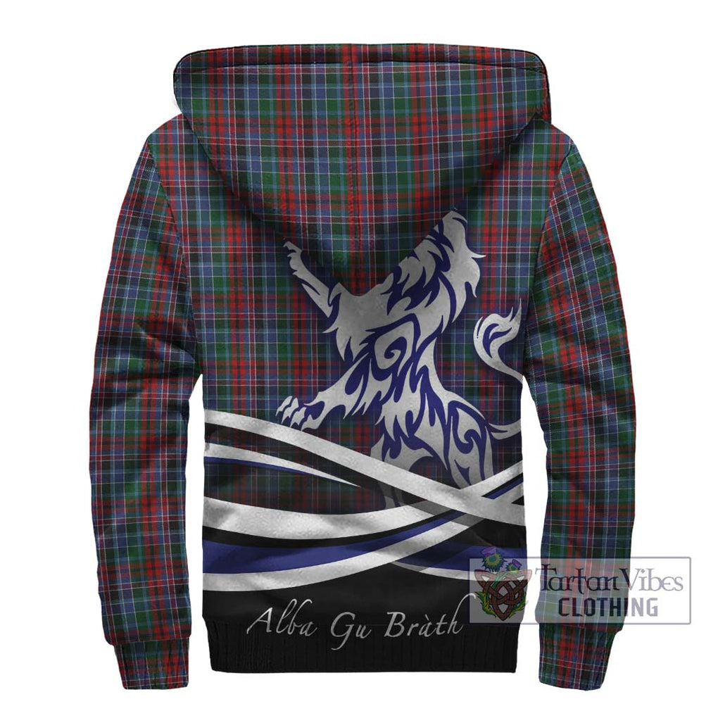 Gordon Red Tartan Sherpa Hoodie with Alba Gu Brath Regal Lion Emblem - Tartanvibesclothing Shop