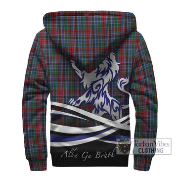 Gordon Red Tartan Sherpa Hoodie with Alba Gu Brath Regal Lion Emblem