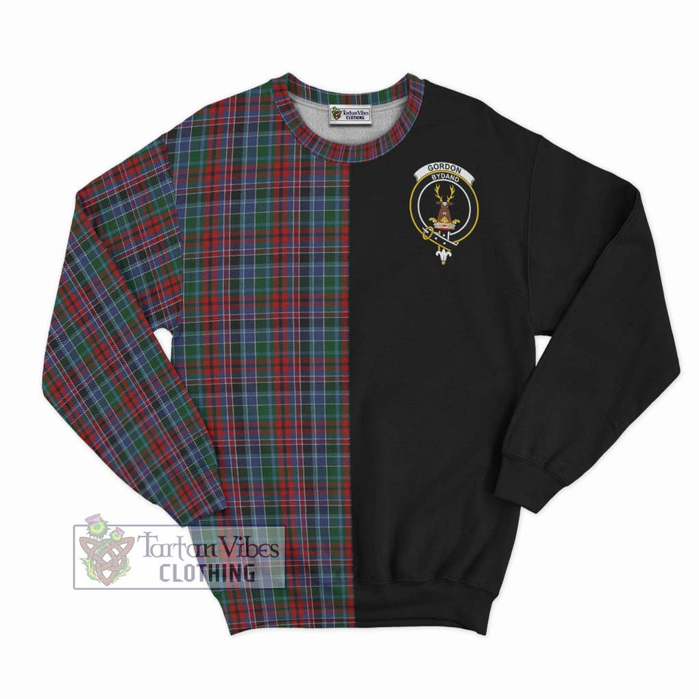 Gordon Red Tartan Sweatshirt with Family Crest and Half Of Me Style - Tartanvibesclothing Shop