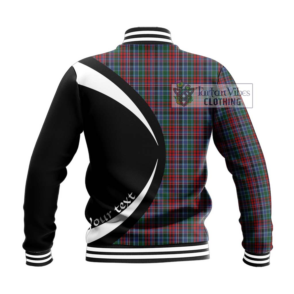 Gordon Red Tartan Baseball Jacket with Family Crest Circle Style - Tartan Vibes Clothing