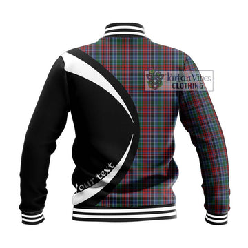 Gordon Red Tartan Baseball Jacket with Family Crest Circle Style