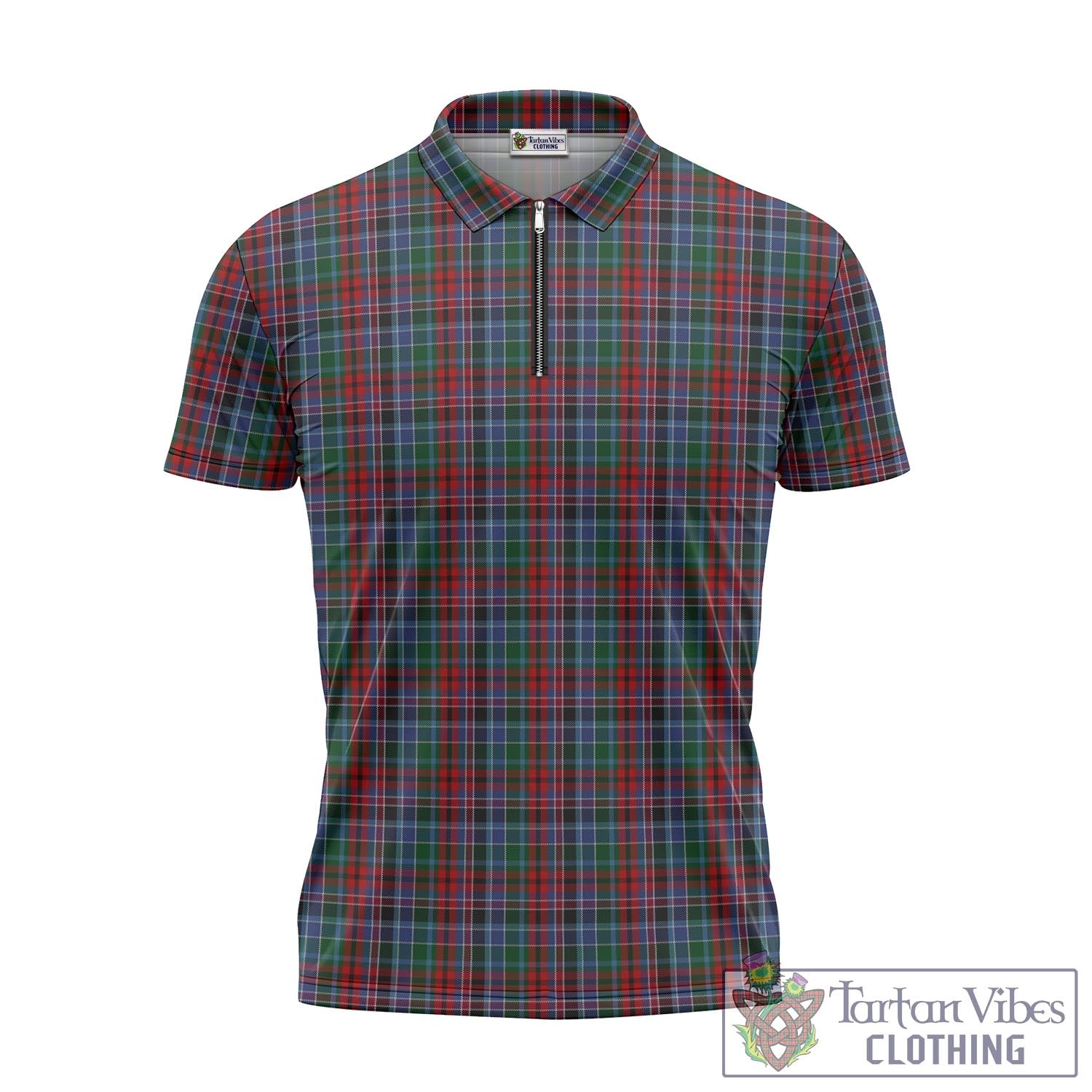 Tartan Vibes Clothing Gordon Red Tartan Zipper Polo Shirt