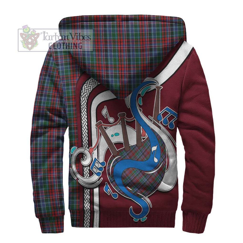 Gordon Red Tartan Sherpa Hoodie with Epic Bagpipe Style - Tartanvibesclothing Shop